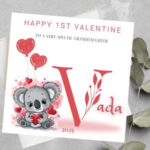 Biglietto di auguri per il primo San Valentino della nipote, figlioccia, regalo per il primo San Valentino della figlia, biglietto di auguri personalizzato per il primo San Valentino della figlia