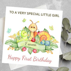 Cartão de primeiro aniversário personalizado, neta, filha, sobrinha, primeiro aniversário, cartão de aniversário de um ano, neta, sobrinha, primeiro aniversário