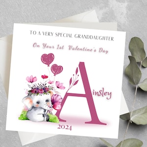 Petite-fille 1ère carte de la Saint-Valentin, filleule, fille premier cadeau de la Saint-Valentin, fille personnalisée 1ère carte de la Saint-Valentin