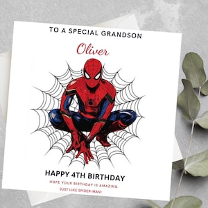 Carte d'anniversaire personnalisée Spider-Man, carte d'anniversaire super-héros, carte d'anniversaire super-héros pour garçon fille, célébrations d'anniversaire sur le thème de SpiderMan