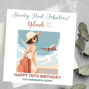 Carte de joyeux 70e anniversaire pour soeur, carte de 70e soeur, carte de 70e anniversaire pour femme, soeur, tante, belle-soeur, carte de soixante-dix ans