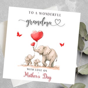 Biglietto personalizzato per la festa della mamma, Nonna elefante, Regalo per la festa della mamma della nonna, Nonna personalizzata, Nonna, Nonna, Biglietto per la festa della mamma di Nanna
