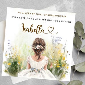 Personalized First Holy Communion, Granddaughter 1st Holy Communion, Girls Communion, Holy Communion Day, Holy Communion Card Granddaughter