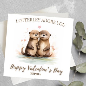 Carte personnalisée de Saint-Valentin de loutre, carte de Saint-Valentin de loutre mignonne pour lui, je vous adore complètement carte de Saint-Valentin pour mari, femme