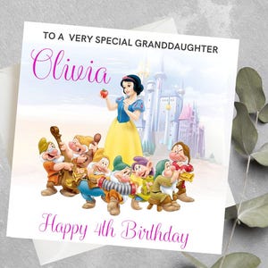 Carte d'anniversaire personnalisée princesse, petite-fille, fille, nièce, tout âge carte d'anniversaire princesse, carte d'anniversaire princesse Disney pour fille
