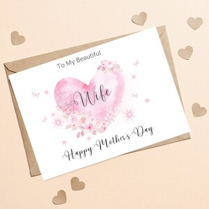 Cartão de dia das mães para esposa, lindo cartão de dia das mães, incrível cartão de dia das mães, cartão personalizado de dia das mães com coração