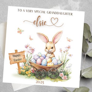 Cartão de Páscoa personalizado para neta, cartão de Páscoa de coelho para meninas para filha, sobrinha, neta, cartão de Páscoa para meninas, filha
