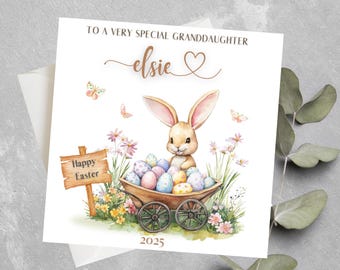 Carte de Pâques personnalisée petite-fille, carte de Pâques lapin fille pour fille, nièce, petite-fille, carte de Pâques pour fille, fille