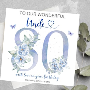 Tarjeta de cumpleaños número 80 personalizada para tío, abuelo, tarjeta de cumpleaños número 80, cumpleaños número 80 del abuelo, papá, tío, tarjeta de cumpleaños número 80 del padrino