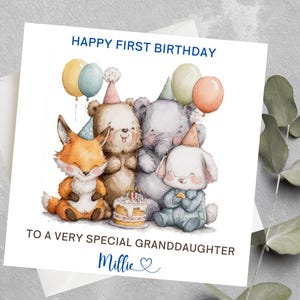Gepersonaliseerde 1e verjaardagskaart voor meisje, eerste verjaardagskaart meisje, eerste verjaardagskaart meisje, cadeau meisje eerste verjaardag, cadeau 1e verjaardag