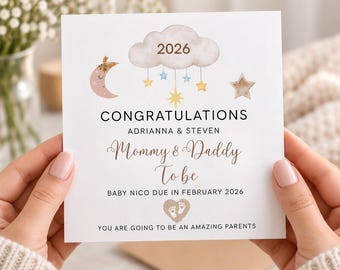 Pregnancy Congratulations Gift, Mummy & Daddy To Be Card, New Parents To Be, Expecting A Baby, Personalised Pregnancy Card For Parents To Be