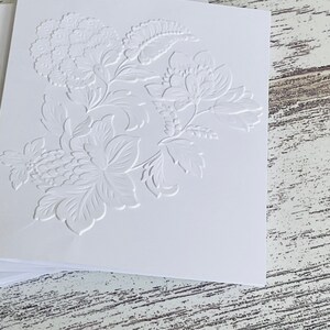 Embossed White Floral Notecards (set of 6), Embossed Note Cards All ...