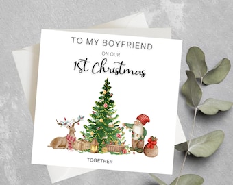 Boyfriend First Christmas Card, To My Boyfriend On Our First Christmas Together, 1st Christmas Card, Girlfriend 1st Christmas Card Together