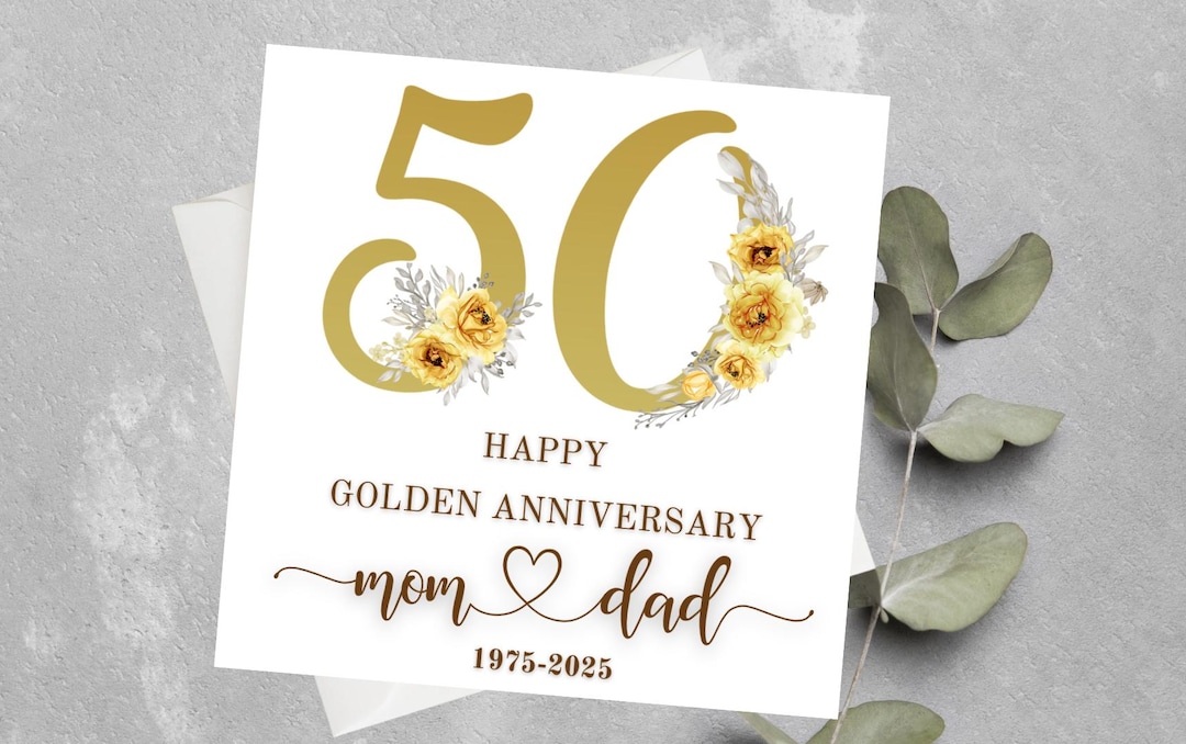 Personalised Golden Wedding Anniversary Card, Golden Wedding
