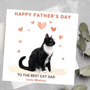 Carte personnalisée de fête des pères de chat, cadeau de fête des pères de chat, papa de chat, carte de fête des pères de parents de chat, carte de fête des pères de papa de chat de meilleure qualité