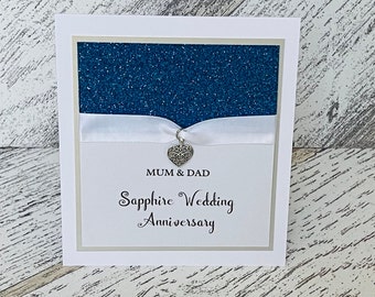 Sapphire Hochzeitstag Karte, personalisierte handgemachte Sapphire Hochzeitstag Karte, 45. Hochzeitstag Karte, Sapphire Card