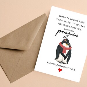 Penguin Valentines Card For Boyfriend, Girlfriend, Husband, Wife, Romantic Anniversary Card, You're My Penguin, Partners For Life