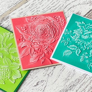 Embossed Note Card Blank 3D, embossed notecard all occasions, embossed handmade note card, Embossed floral note card blank SET OF 3