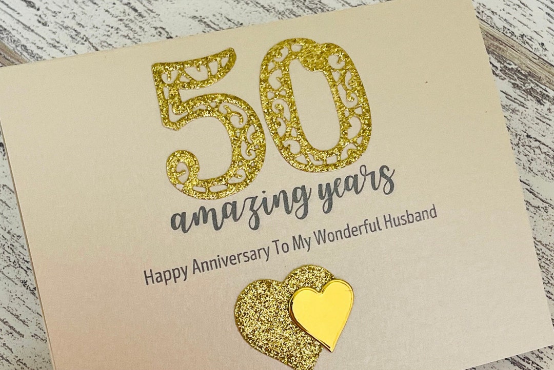 Golden Wedding Anniversary Card, 50th Wedding Anniversary Card