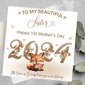 Personalisierte Schwester 1. Muttertagskarte, für meine schöne Schwester Muttertagsgeschenk, Schwester Muttertagskarte, Schwägerin Muttertag