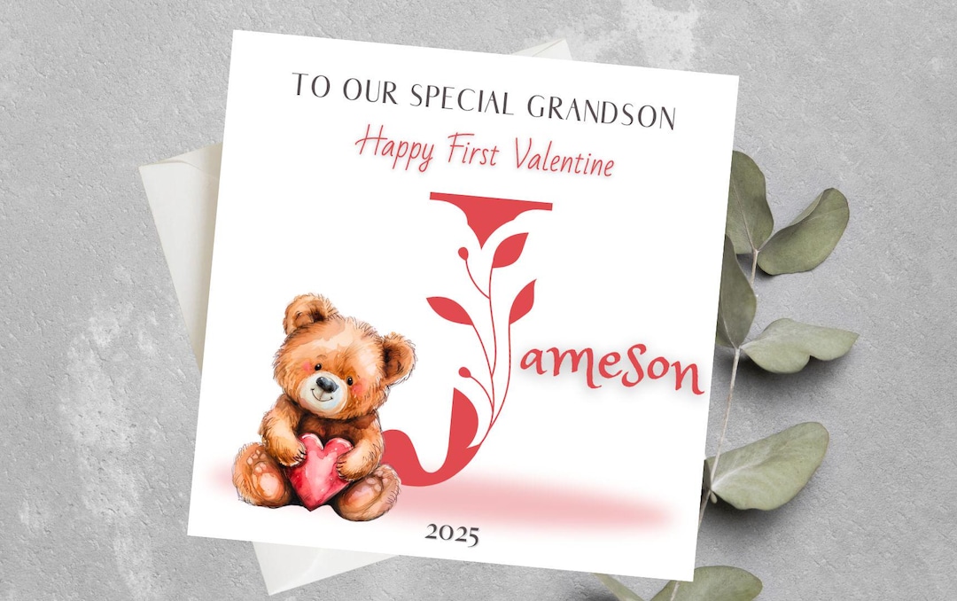 Personalised Grandson 1st Valentine's Day Card, Great Grandson 1st ...