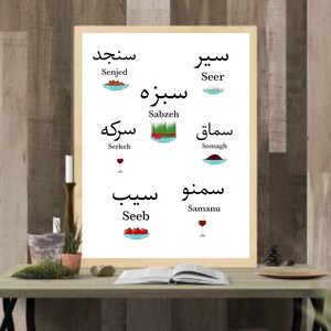 Farsi Persian Norooz Haftseen Elements Printable - Persian New Year, Farsi Haftseen Elements Digital