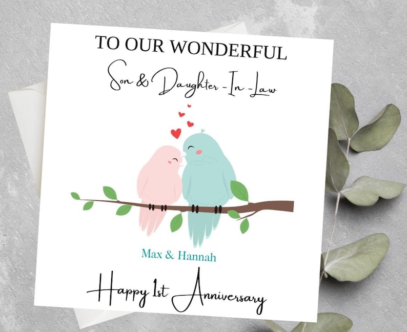 Personalised 1st Wedding Anniversary Card for Son and Daughter- In-law