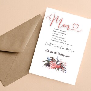Carte d'anniversaire spéciale pour maman, carte d'anniversaire sentimentale pour maman, un cadeau d'anniversaire spécial pour maman, cadeau d'anniversaire sentimental pour maman, maman