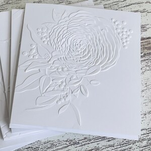 Embossed White Floral Notecards (set of 6), Embossed Note Cards All ...