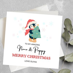 Carte de Noël personnalisée Nanna, Nonna, grand-père, grand-mère, carte de Noël Nana et Poppy, grands-parents, carte de Noël personnalisée