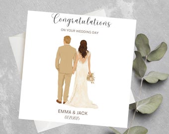 Personalized Wedding Day Card for Couple – Marriage Card For Newlyweds – Marriage Congratulations Card – Personalized Wedding Keepsake Card