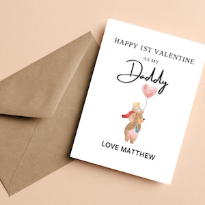Papa Valentijnsdagkaart voor hem, gepersonaliseerde papakaart van baby, eerste Valentijnsdag als mijn vader, baby tot papa-kaart, Valentijnsvader