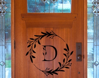 Personalized Last Name Wall Decal – Custom Monogram Wreath Sticker For Front Door