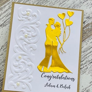 carte de félicitations de luxe pour mariage, carte de mariage de félicitations personnalisée, carte de mariage personnalisée mariée et mariée, carte de fiançailles