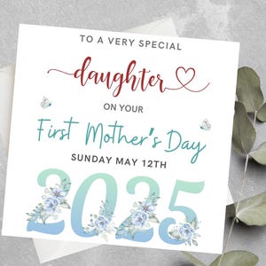 Tarjeta personalizada para el primer día de la madre para hija, tarjeta para el primer día de la madre para nieta, nuera, tarjeta para el primer día de la madre como mamá