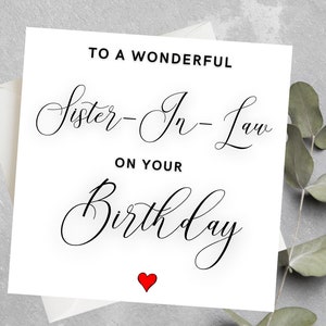 Carte d'anniversaire personnalisée pour belle-soeur, carte d'anniversaire pour belle-soeur, cadeau d'anniversaire pour belle-soeur, cadeau pour belle-soeur