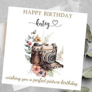 Carte d'anniversaire personnalisée pour photographe, carte d'anniversaire parfaite, anniversaire vif, passionné d'appareil photo, cadeau d'anniversaire pour photographe