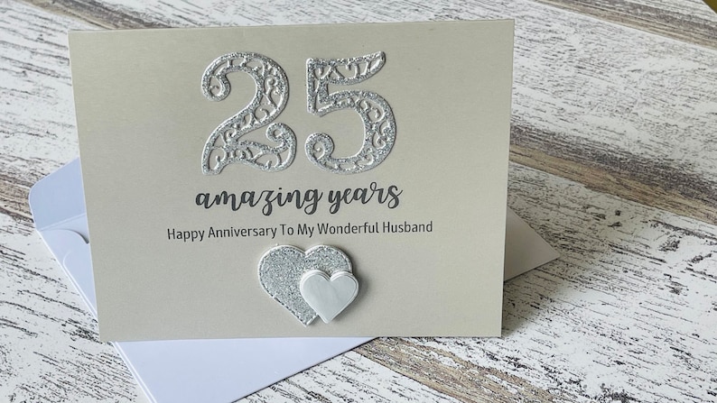 Silver Wedding Anniversary Card, Silver Anniversary Card For Husband, 25th Wedding Anniversary Card, Personalised 25th wedding anniversary image 1