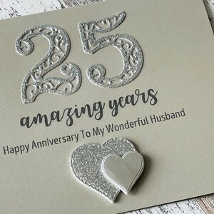 Silver Wedding Anniversary Card, Silver Anniversary Card For Husband, 25th Wedding Anniversary Card, Personalised 25th wedding anniversary image 6