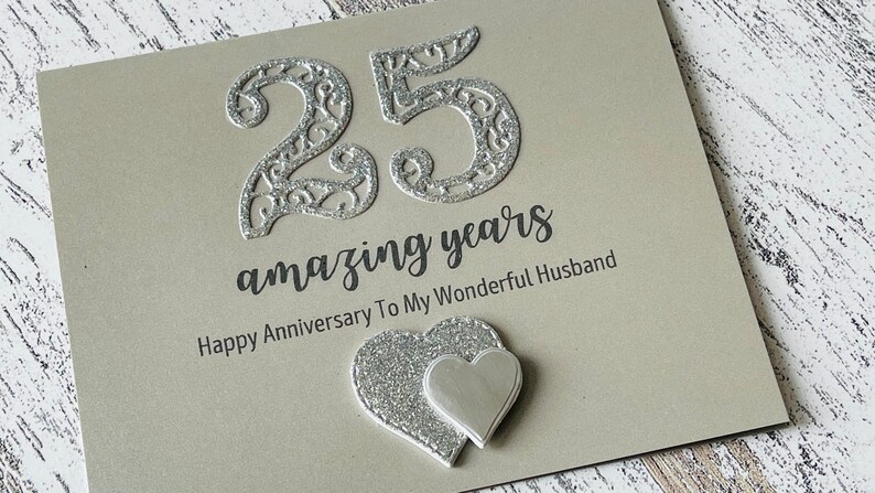 Silver Wedding Anniversary Card, Silver Anniversary Card For Husband, 25th Wedding Anniversary Card, Personalised 25th wedding anniversary image 6