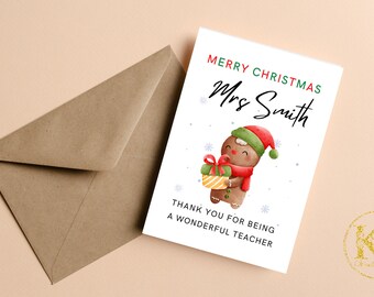 Personalised Christmas Card For Teacher, Teacher Christmas Card, Teacher Thank You Christmas Card, To My Teacher Personalised Christmas Card