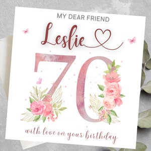 Carte personnalisée de 70e anniversaire pour ami, carte de joyeux 70e anniversaire pour ami, cousin, carte de 70e anniversaire bestie, cadeau personnalisé pour 70e anniversaire