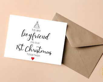 Boyfriend First Christmas Card, To My Boyfriend On Our First Christmas Together, 1st Christmas Card For Boyfriend, Couple 1st Christmas Card
