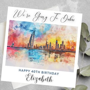 Carte de vœux personnalisée Nous allons à Dubaï, carte d'anniversaire surprise, carte d'anniversaire de vacances surprise mari femme