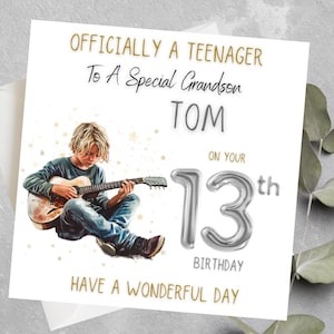 Gepersonaliseerde gitaarverjaardagskaart voor jongens, Rockstar-verjaardagskaart voor tiener, verjaardagskaart tiener gitaarliefhebber, verjaardagskaart gitarist