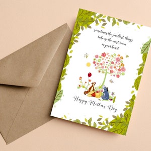 Carte de fête des mères classique sentiment Winnie l'ourson, carte de voeux citation d'amour Winnie l'ourson, carte de citation sentiment pour cadeau de fête des mères