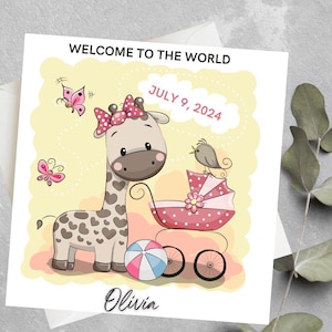 Tarjeta personalizada para niña nueva, nieta de bienvenida al mundo, tarjeta para nuevos padres, tarjeta de felicitación para nuevo bebé, regalo para nuevo bebé