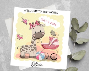 Personalised New Baby girl Card, Welcome to the world Granddaughter, New Parents Card, New baby Congratulations Card, New baby gift