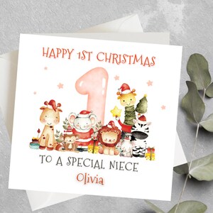 Prima cartolina di Natale personalizzata per nipote, nipote, prima cartolina di Natale per nipote, figlia, primo regalo di Natale per nipote, figlioccia