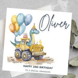 Carte personnalisée 1er anniversaire dinosaure, 1er anniversaire dinosaure carte garçon, petit-fils, fils, neveu 1, 2e et 3e anniversaire carte dinosaure